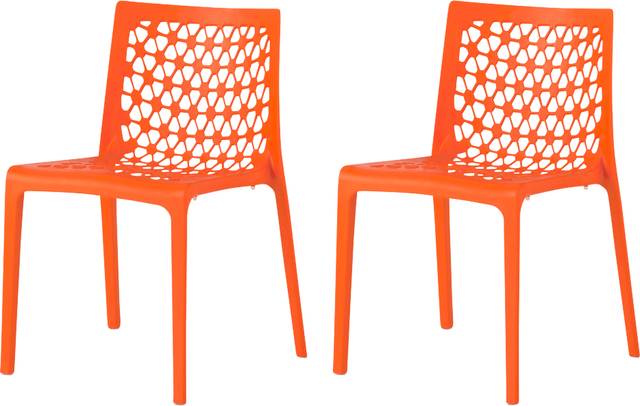 Lagoon Milan Orange Outdoor Dining Chair, Set of 2 - Thumbnail - Image 1