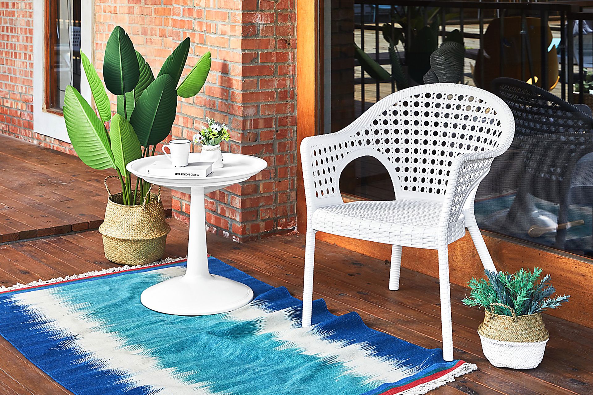Lagoon Sprout White Adjustable Outdoor Side Table - Image 4