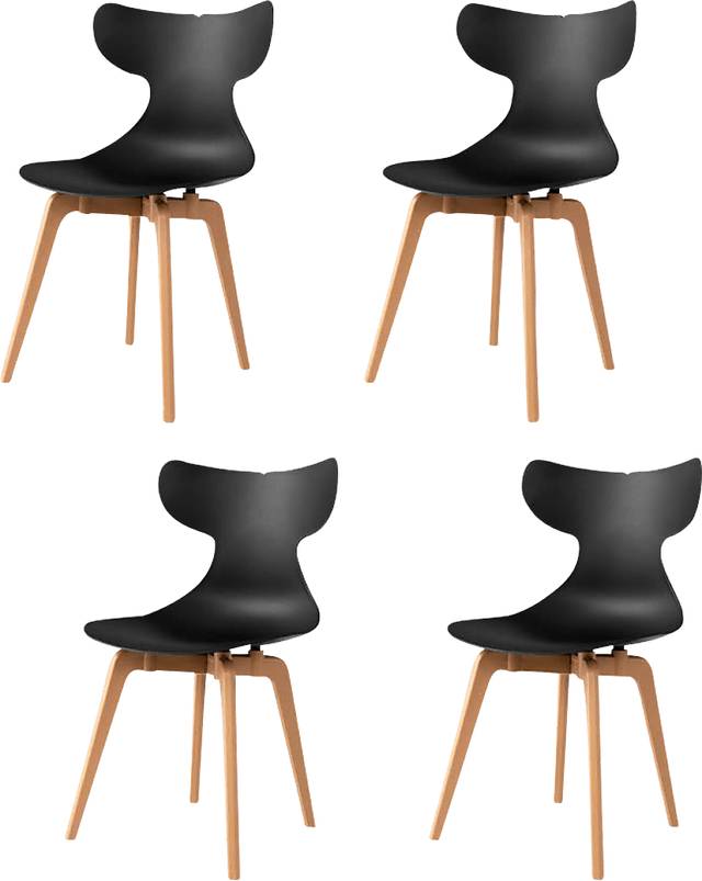 Lagoon Whale Black Dining Chair, Set of 4 - Thumbnail - Image 1