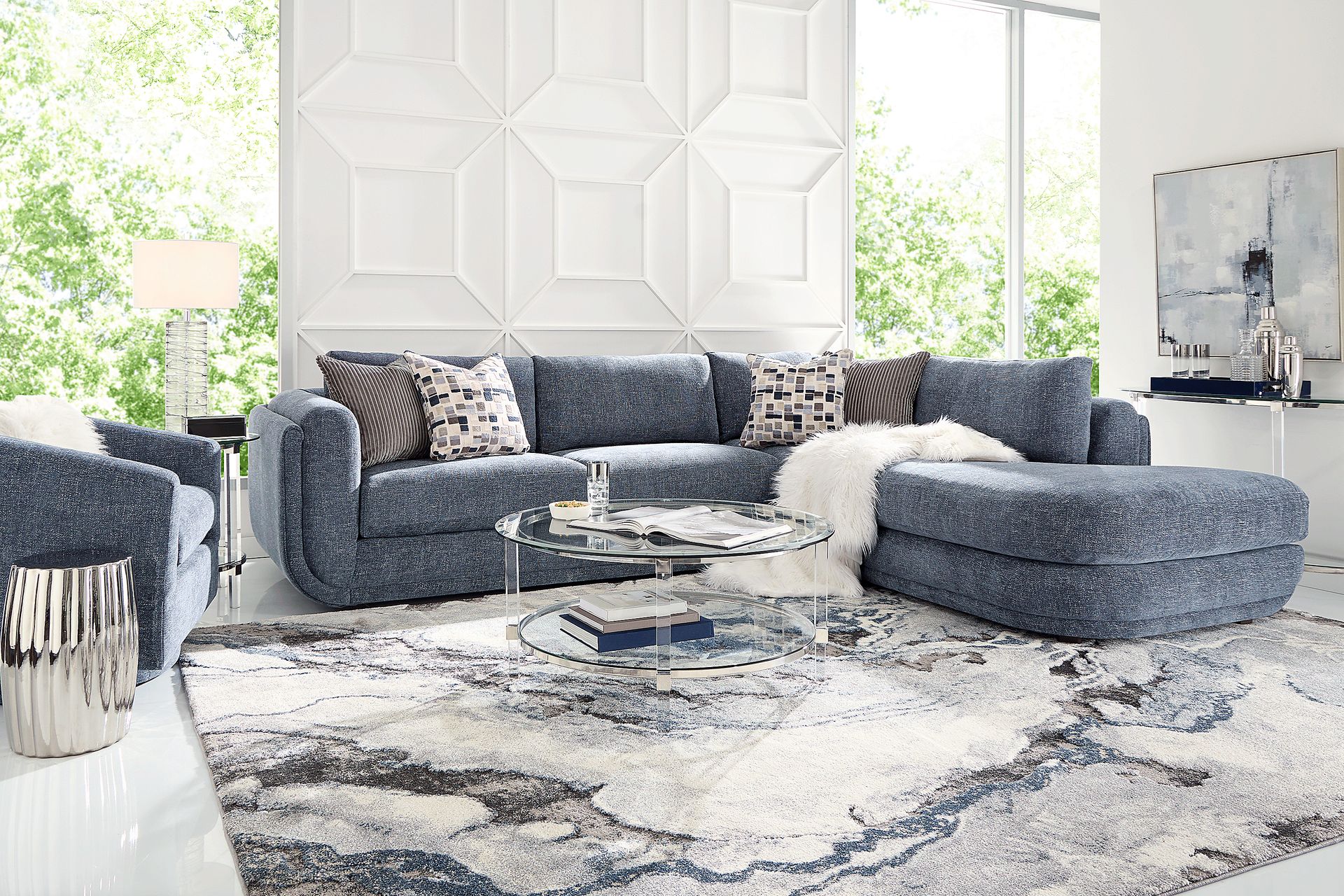 Laguna Hills Indigo 5 Pc Sectional Living Room - Image 1
