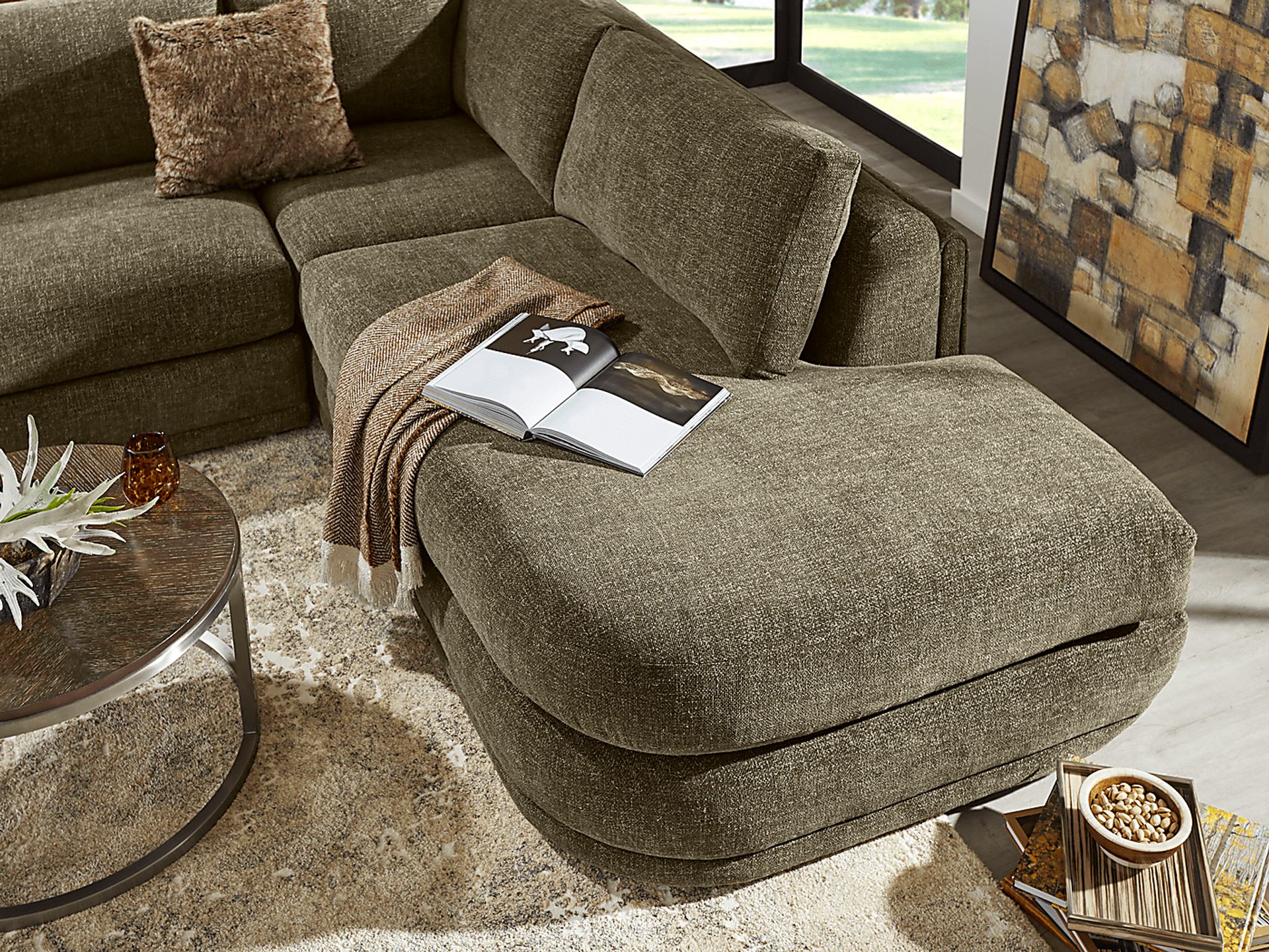 Laguna Hills Olive 5 Pc Sectional Living Room - Image 5