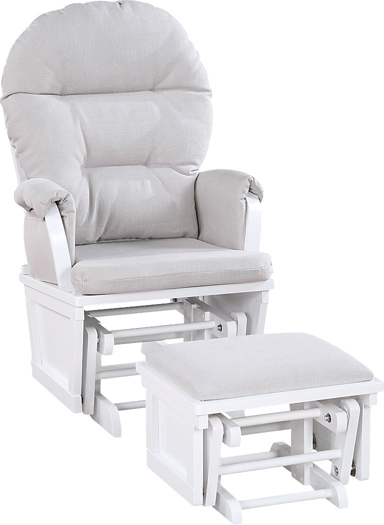 Laharpe Light Gray,White Polyester Fabric Glider & Ottoman Rooms to Go