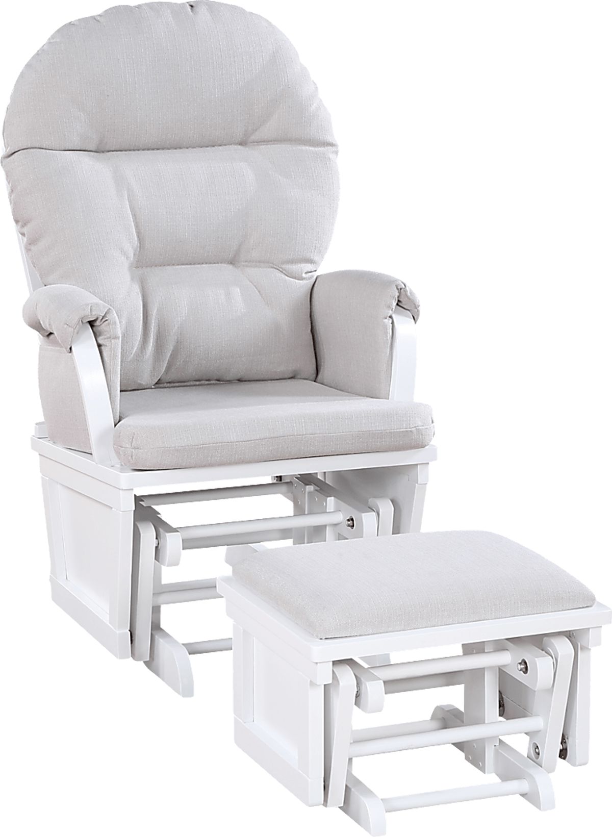 Laharpe Light Gray,White Polyester Fabric Glider Ottoman Rooms