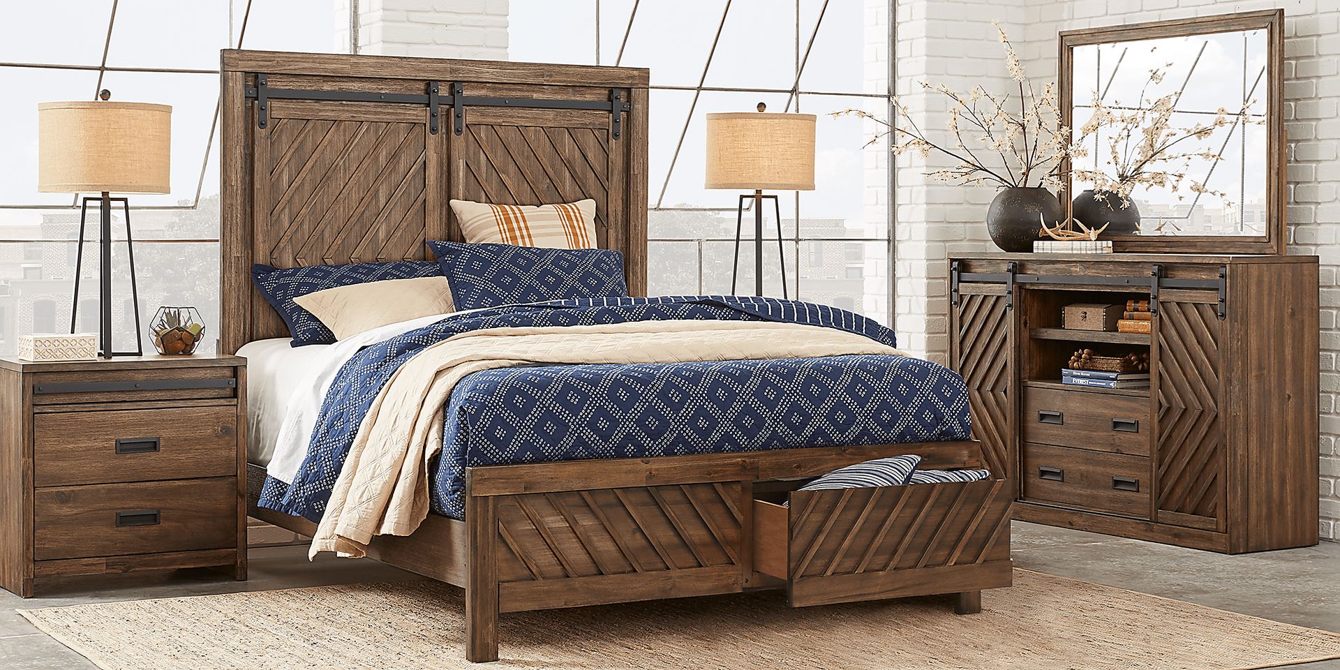 Lake Arrowhead Brown 5 Pc Queen Storage Bedroom - Image 1