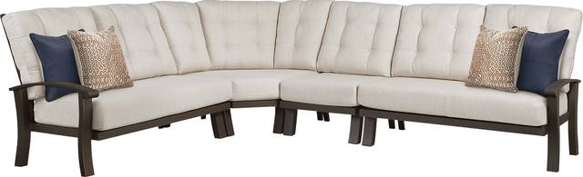 Lake Breeze 4 Pc Outdoor Sectional with Parchment Cushions - Thumbnail - Image 1