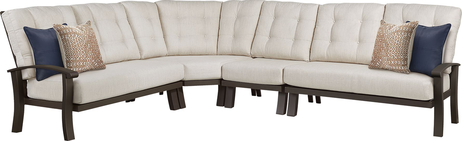 Lake Breeze 4 Pc Outdoor Sectional with Parchment Cushions - Image 1