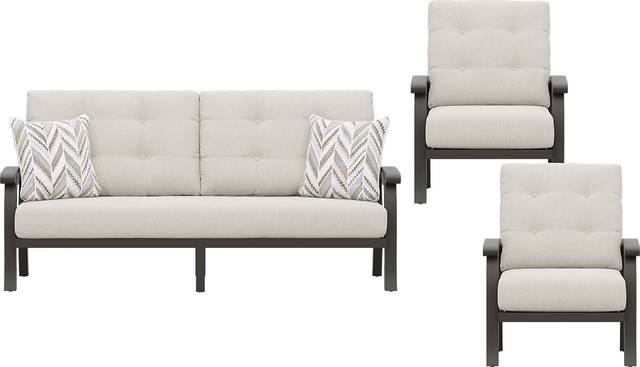 Lake Breeze Aged Bronze 3 Pc Outdoor Seating Set with Desert Cushions - Thumbnail - Image 1