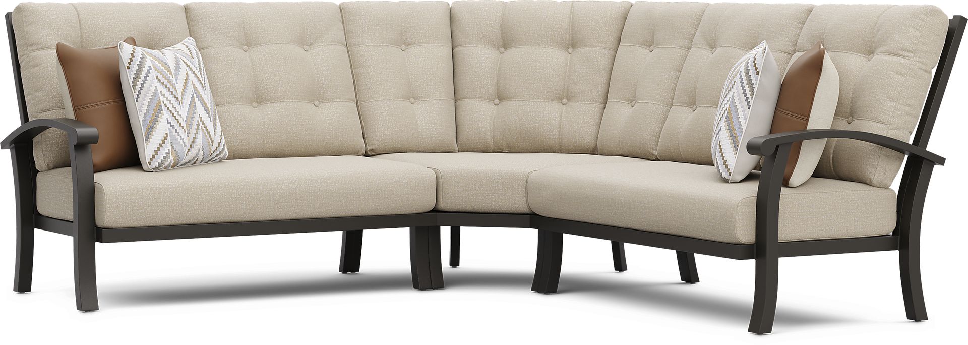 Lake Breeze Aged Bronze 3 Pc Outdoor Sectional with Hemp-Colored Cushions - Image 1
