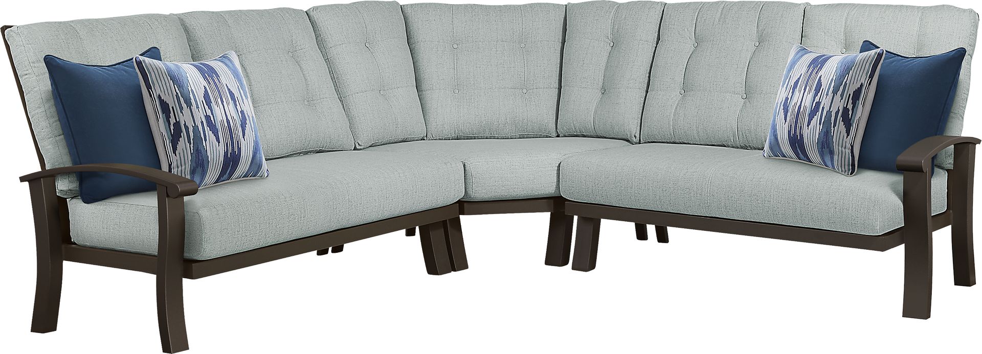 Lake Breeze Aged Bronze 3 Pc Outdoor Sectional with Mist Cushions - Image 1