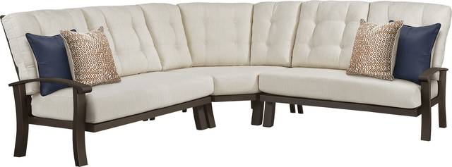 Lake Breeze Aged Bronze 3 Pc Outdoor Sectional with Parchment Cushions - Thumbnail - Image 1