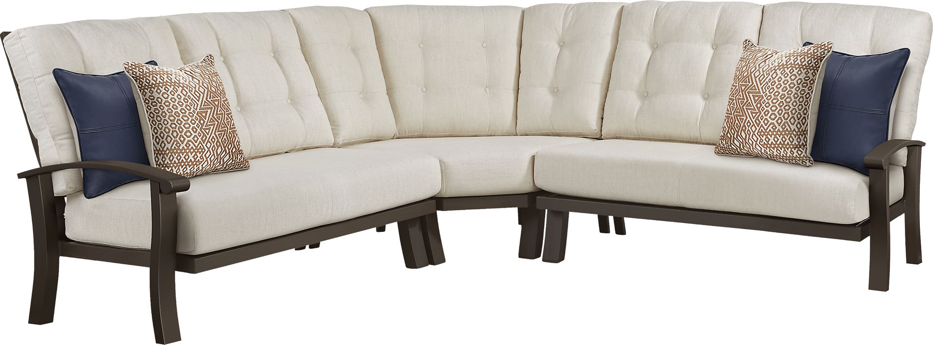 Lake Breeze Aged Bronze 3 Pc Outdoor Sectional with Parchment Cushions - Image 1