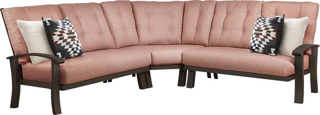 Lake Breeze Aged Bronze 3 Pc Outdoor Sectional with Terracotta Cushions - Thumbnail - Image 1