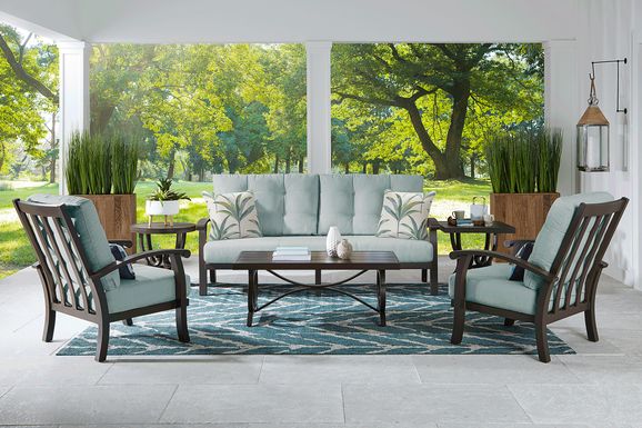 Lake Breeze Aged Bronze 4 Pc Outdoor Seating Set with Mist Cushions