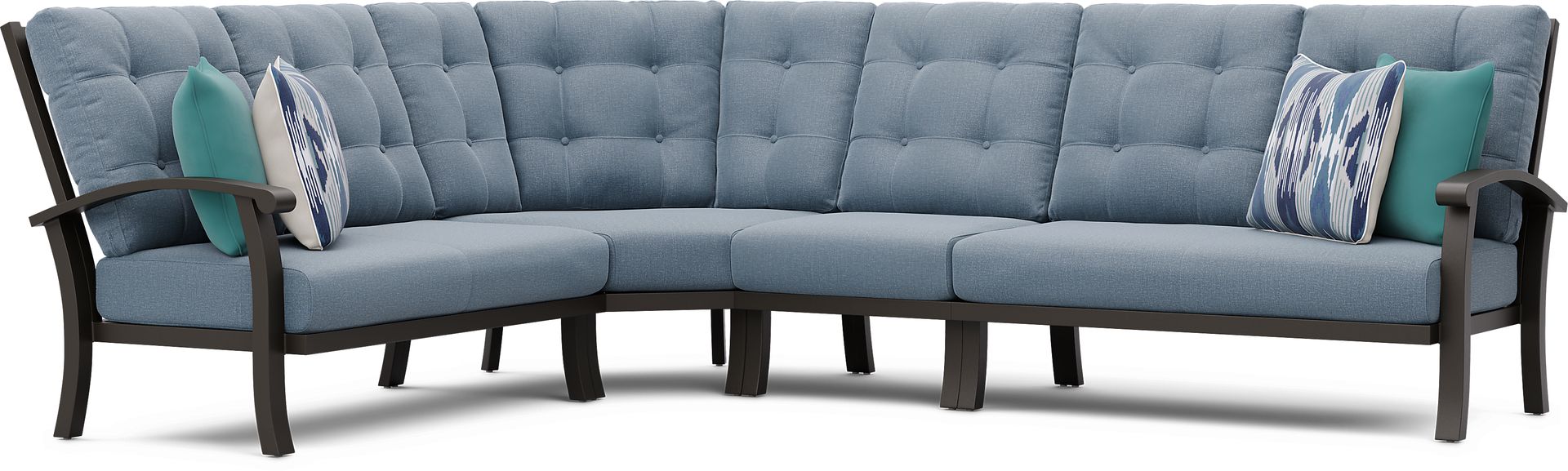 Lake Breeze Aged Bronze 4 Pc Outdoor Sectional with Blueberry Cushions - Image 1
