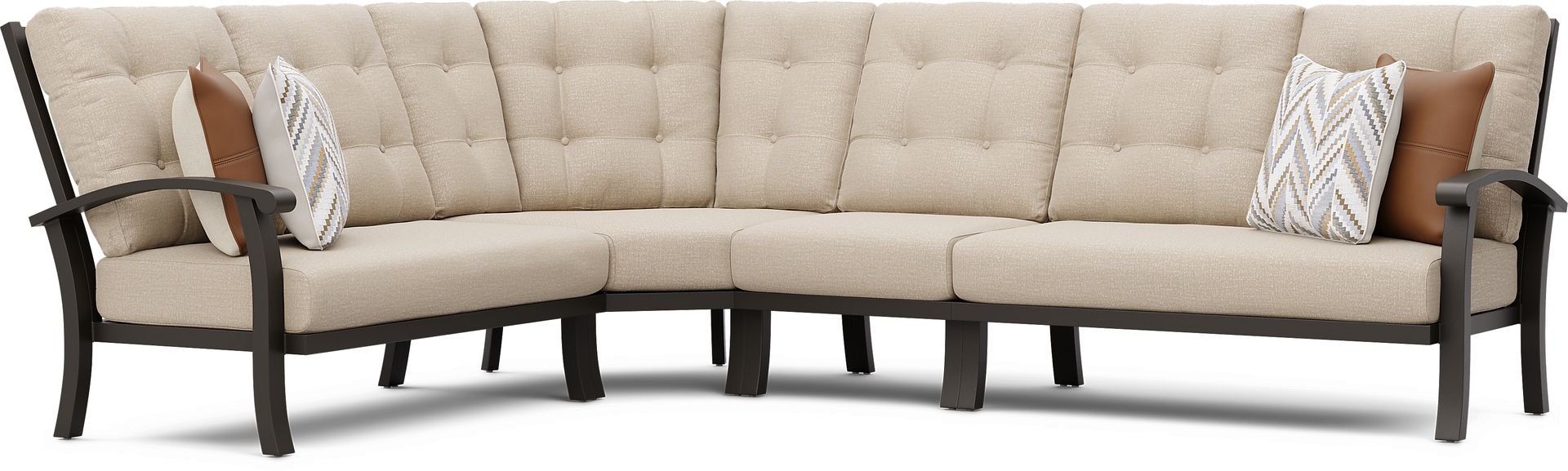 Lake Breeze Aged Bronze 4 Pc Outdoor Sectional with Hemp-Colored Cushions - Image 1
