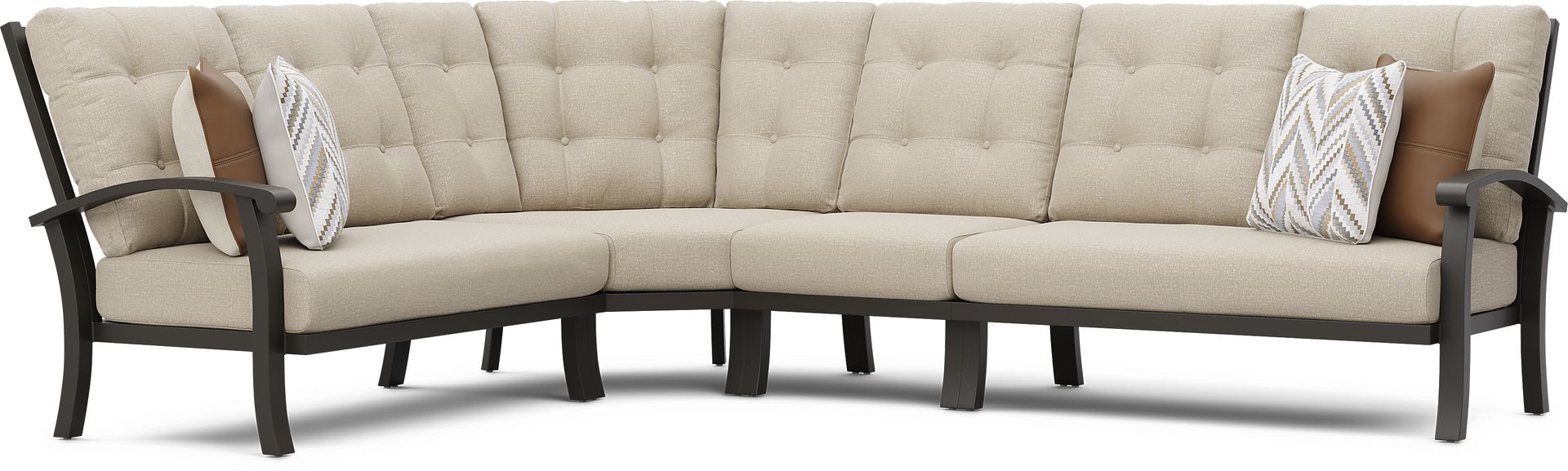 Lake Breeze Aged Bronze 4 Pc Outdoor Sectional with Hemp-Colored Cushions - Image 1