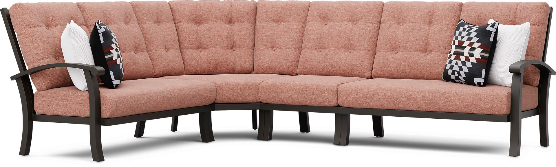 Lake Breeze Aged Bronze 4 Pc Outdoor Sectional with Terracotta Cushions - Image 1