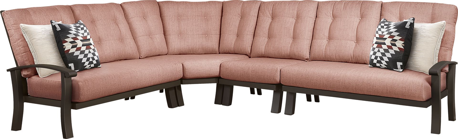 Lake Breeze Aged Bronze 4 Pc Outdoor Sectional with Terracotta Cushions - Image 1