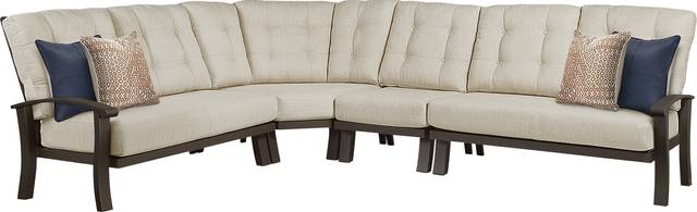 Lake Breeze Aged Bronze 4 Pc Outdoor Sectional with Wren Cushions - Thumbnail - Image 1