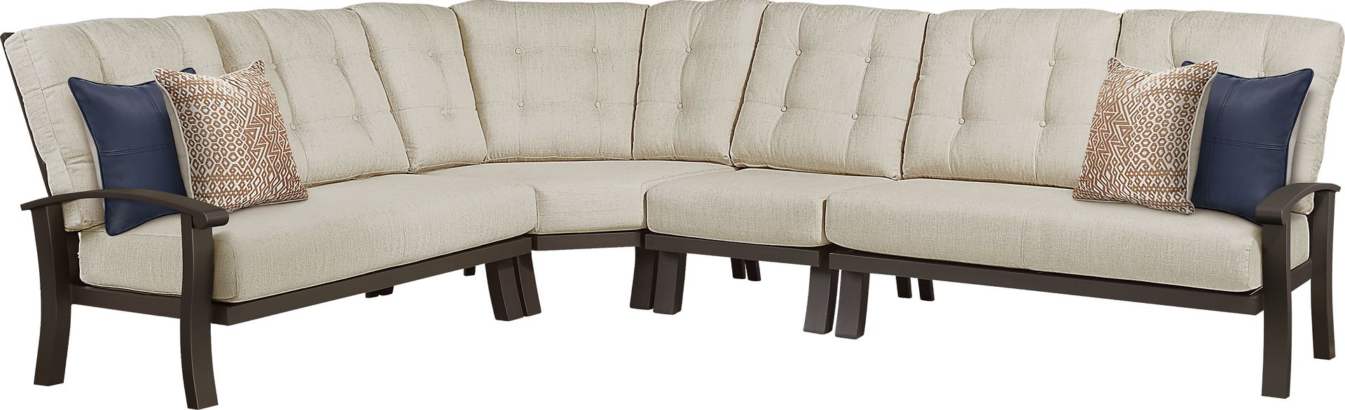 Lake Breeze Aged Bronze 4 Pc Outdoor Sectional with Wren Cushions - Image 1