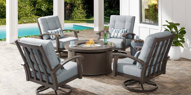 Lake Breeze Aged Bronze Outdoor Swivel Club Chair with Mist Cushions - Thumbnail - Image 2