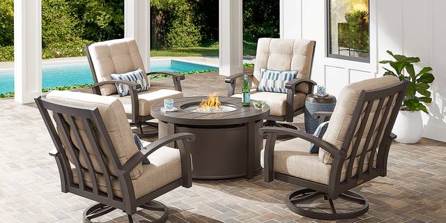 Lake Breeze Aged Bronze Outdoor Swivel Club Chair with Wren Cushions - Thumbnail - Image 2