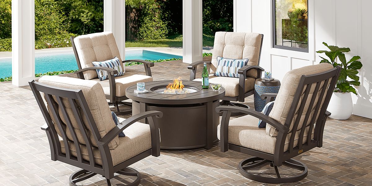 Fire pit set with swivel chairs 2025