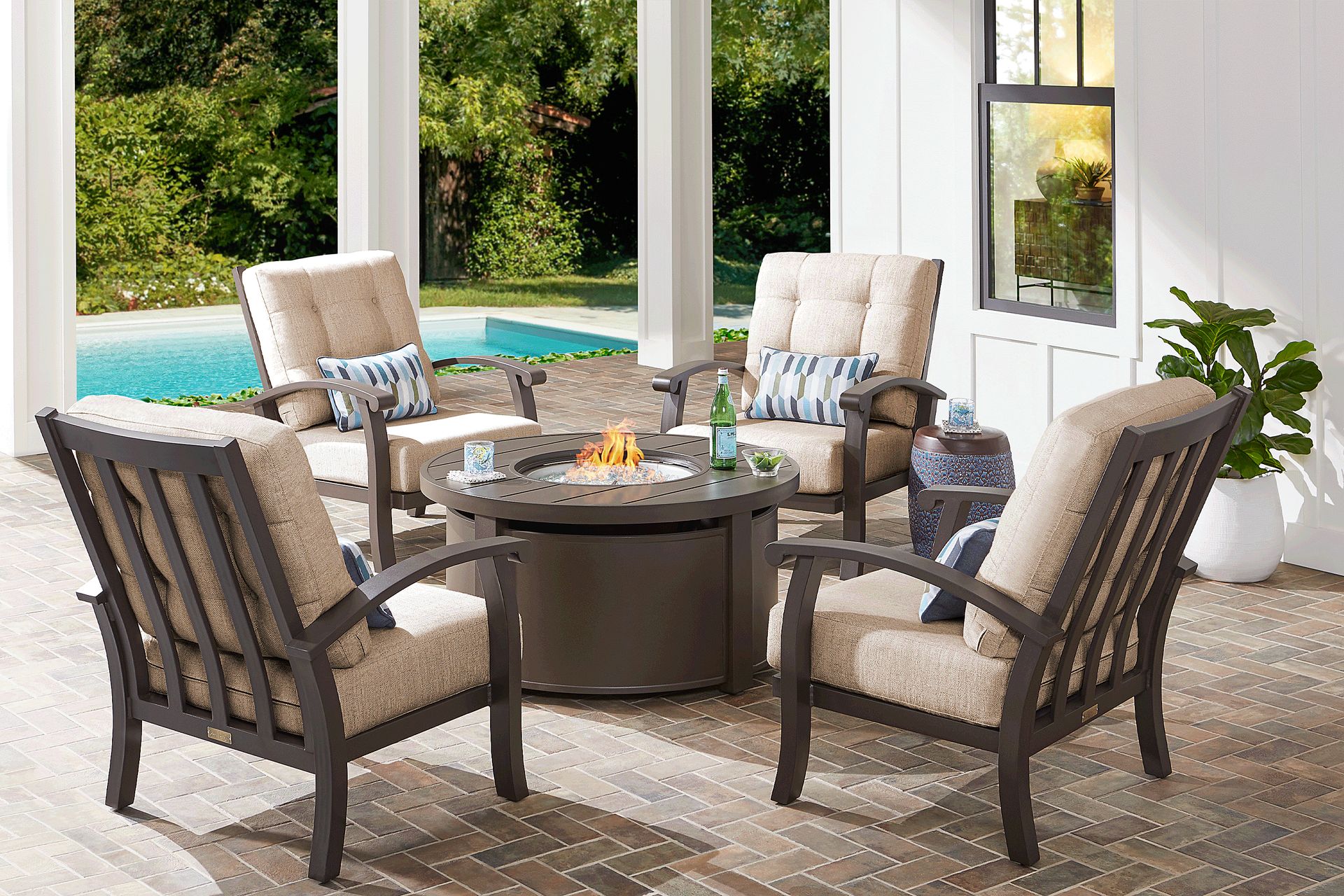 Lake Breeze Aged Bronze Outdoor Club Chair with Wren Cushions - Image 2