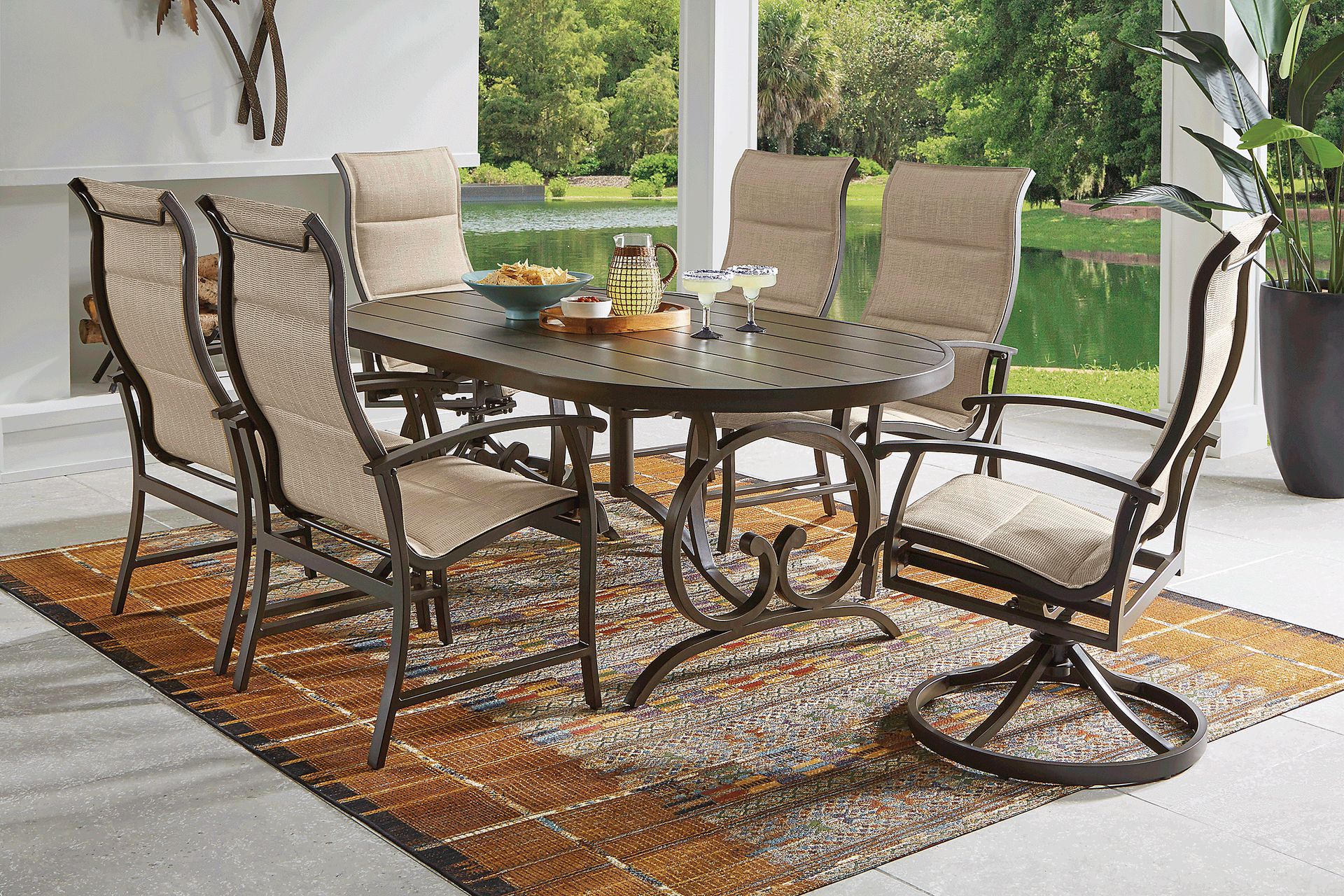 Lake Breeze Aged Bronze 78 in. Oval Outdoor Dining Table - Image 2