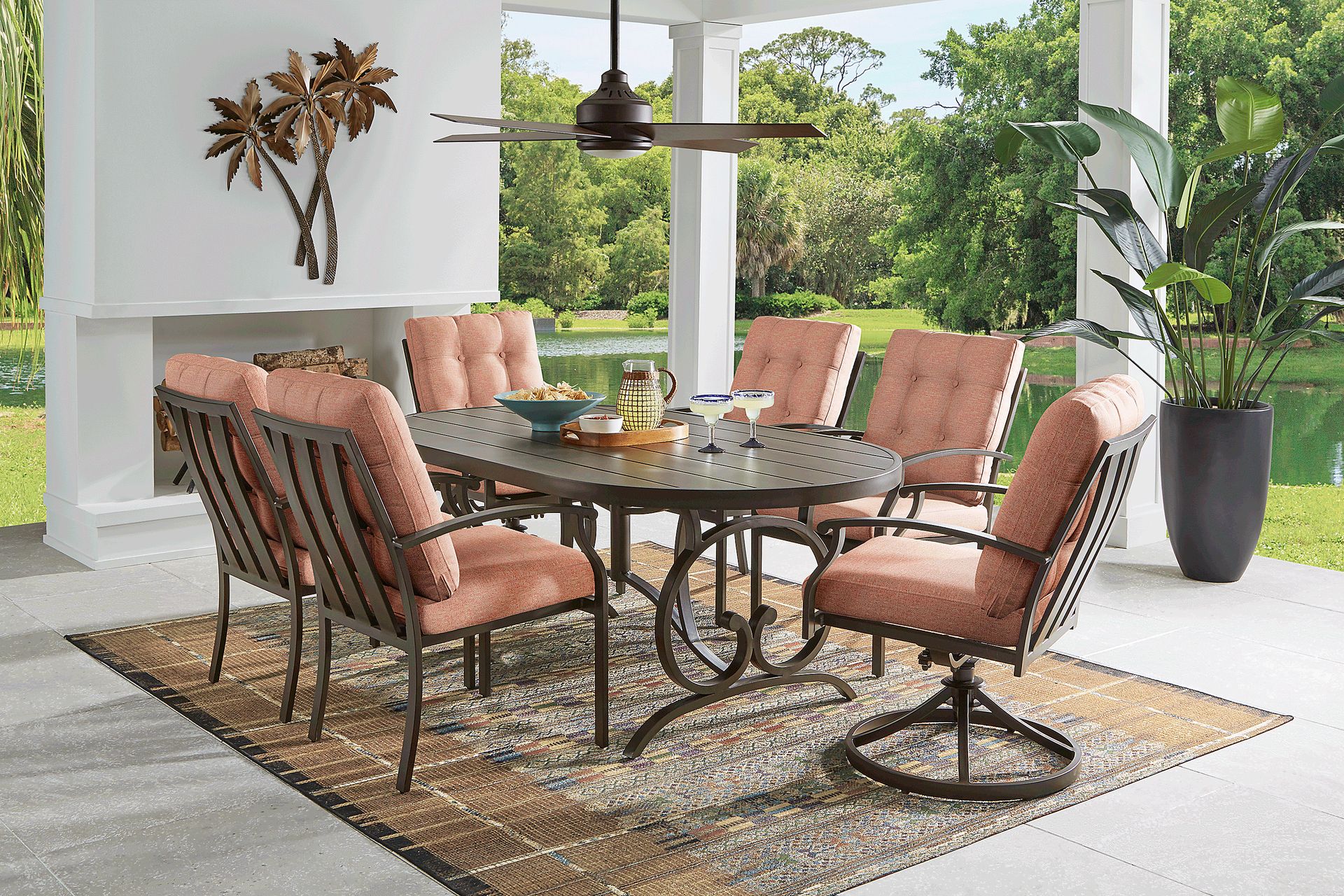 Lake Breeze Aged Bronze 78 in. Oval Outdoor Dining Table - Image 2