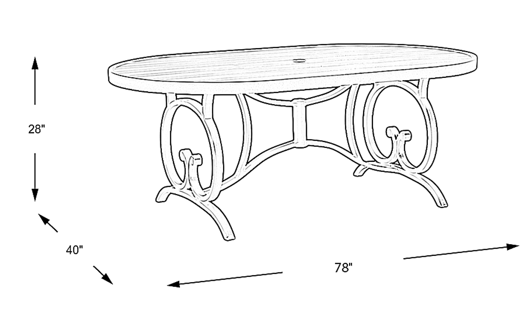 Lake Breeze Aged Bronze 78 in. Oval Outdoor Dining Table