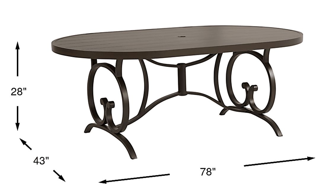 Lake Breeze Aged Bronze 78 in. Oval Outdoor Dining Table