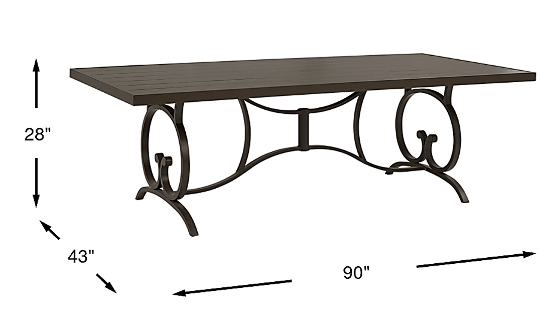 Lake Breeze Aged Bronze 90 in. Rectangle Outdoor Dining Table