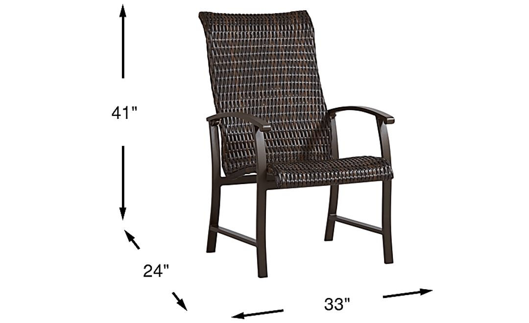 Lake Breeze Aged Bronze Black Wicker Outdoor Dining Chair