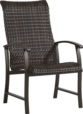 Lake Breeze Aged Bronze Black Wicker Outdoor Dining Chair
