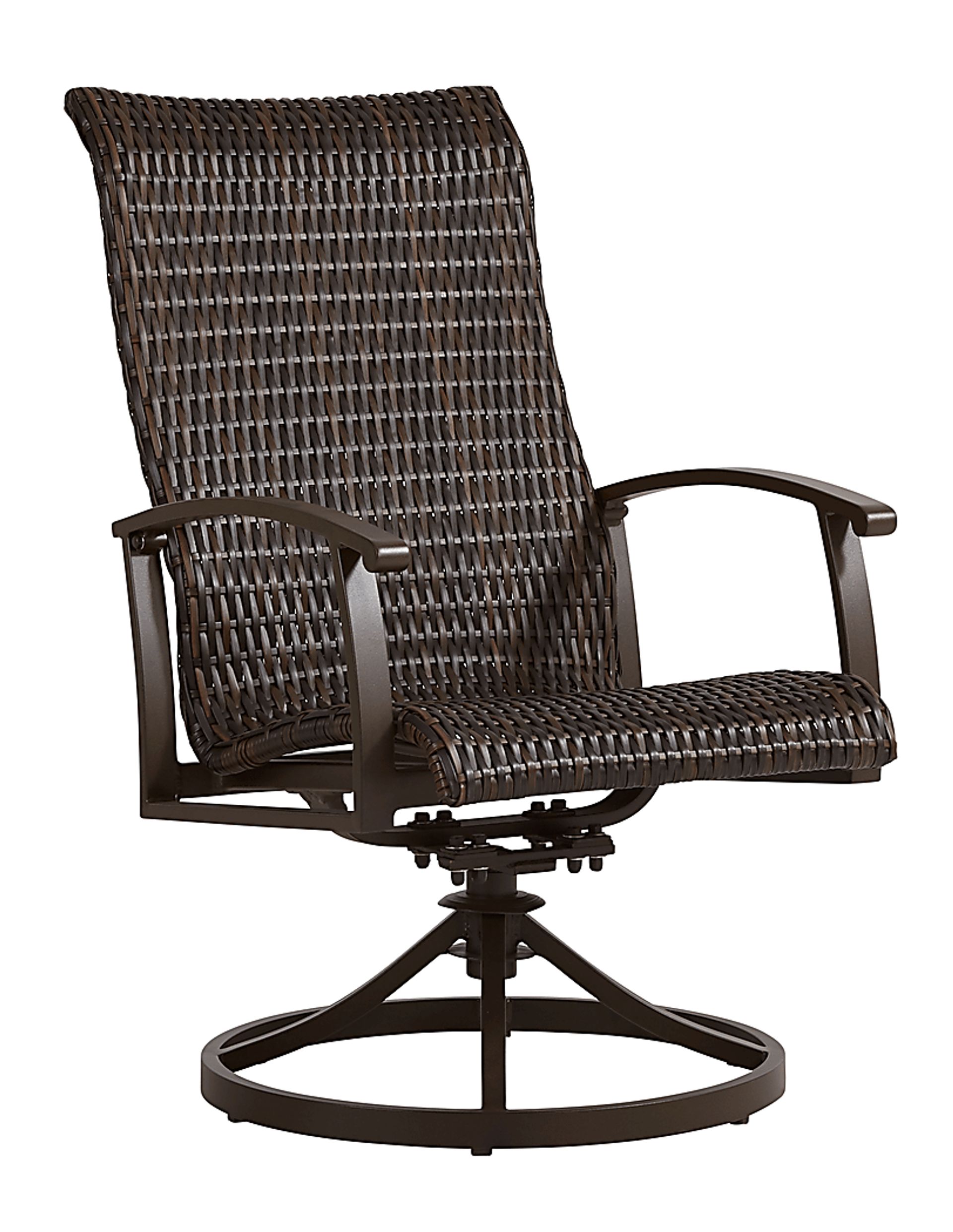 Lake Breeze Aged Bronze Black Wicker Outdoor Swivel Dining Chair - Image 1