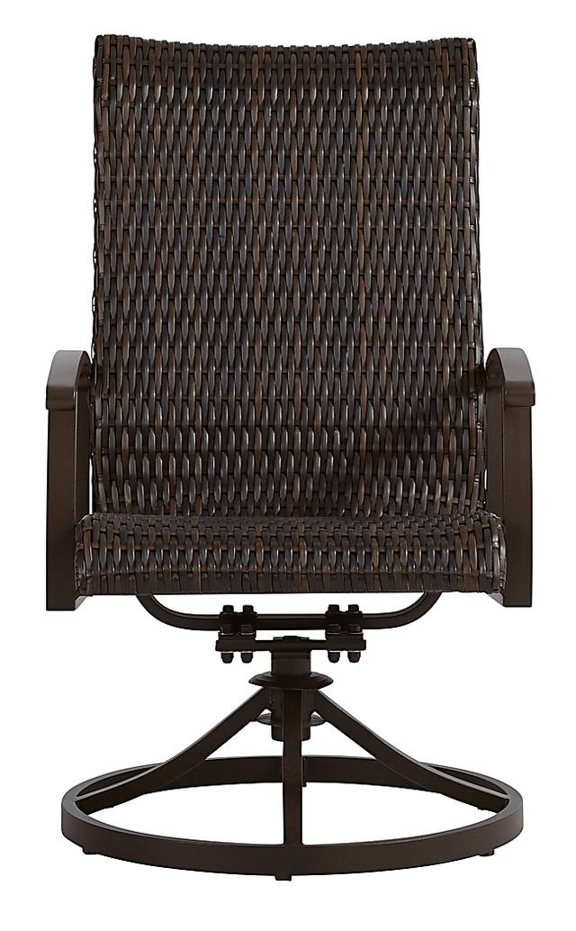 Lake Breeze Aged Bronze Black Wicker Outdoor Swivel Dining Chair - Thumbnail - Image 2