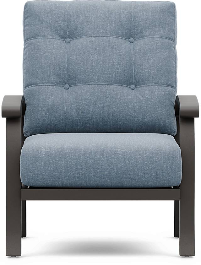 Lake Breeze Aged Bronze 3 Pc Outdoor Seating Set with Blueberry Cushions - Thumbnail - Image 5
