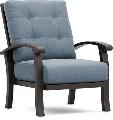 Lake Breeze Aged Bronze Outdoor Club Chair with Blueberry Cushions