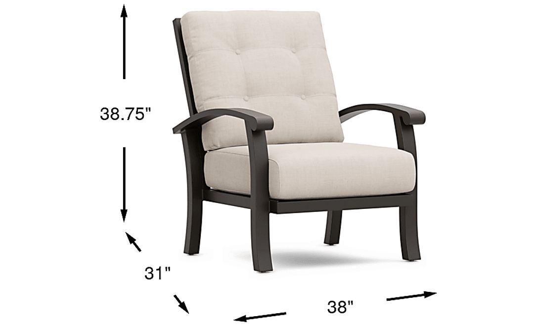 Lake Breeze Aged Bronze Outdoor Club Chair with Parchment Cushions