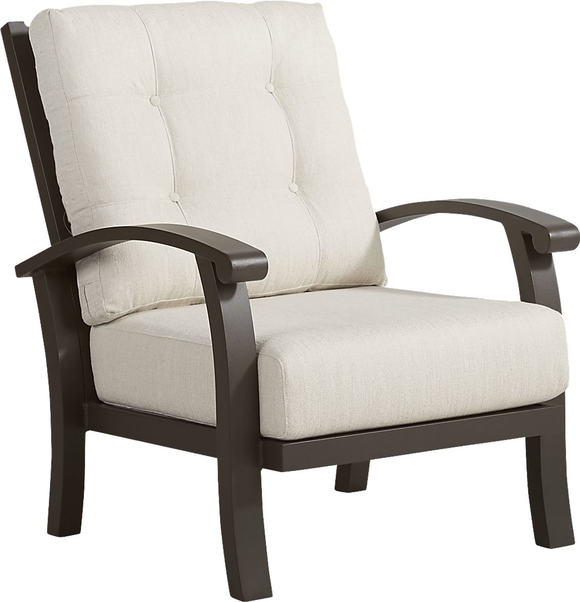 Lake Breeze Aged Bronze Outdoor Club Chair with Parchment Cushions