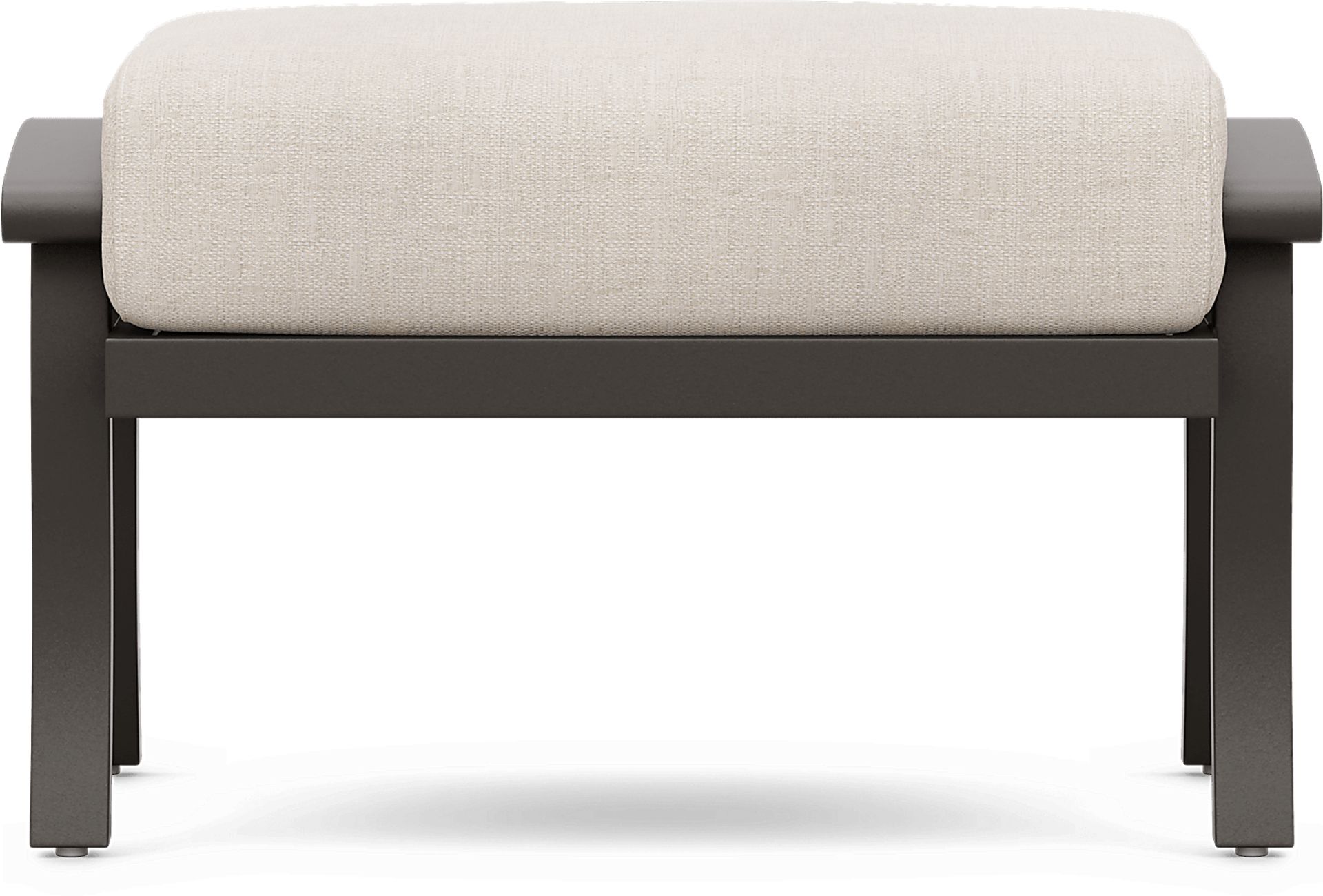 Lake Breeze Aged Bronze Outdoor Ottoman with Parchment Cushion - Image 2