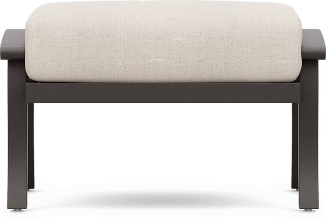 Lake Breeze Aged Bronze Outdoor Ottoman with Parchment Cushion - Thumbnail - Image 2