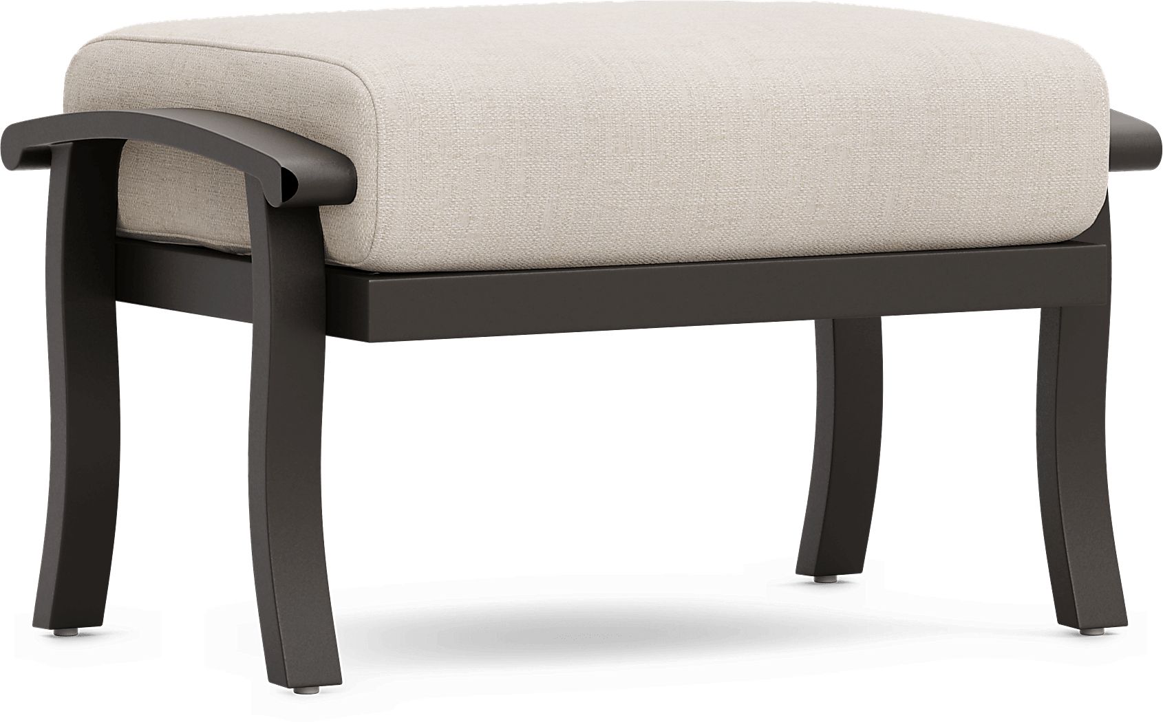 Lake Breeze Aged Bronze Outdoor Ottoman with Parchment Cushion