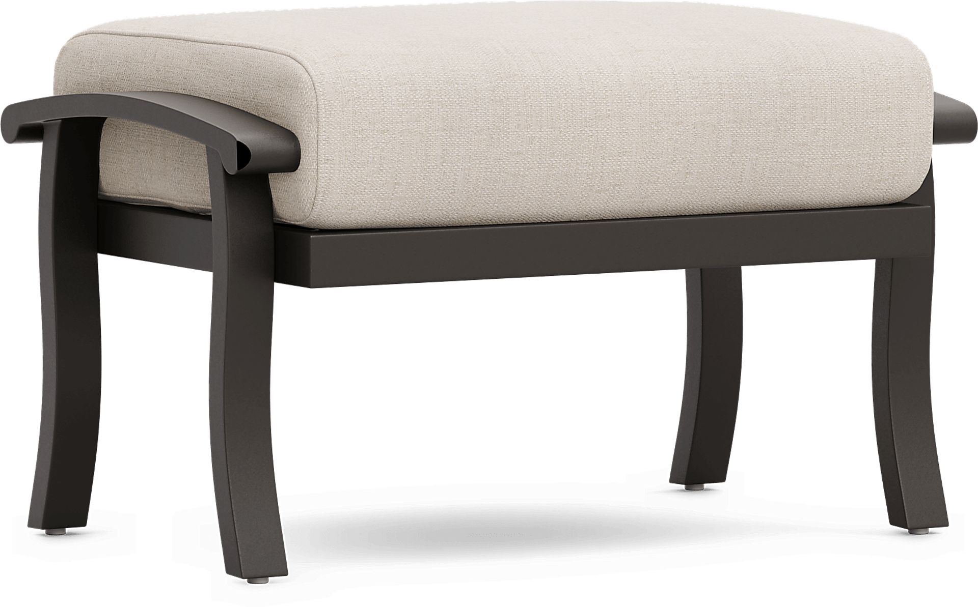 Lake Breeze Aged Bronze Outdoor Ottoman with Parchment Cushion - Image 1