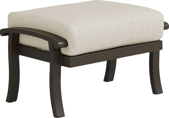 Lake Breeze Aged Bronze Outdoor Ottoman with Parchment Cushion
