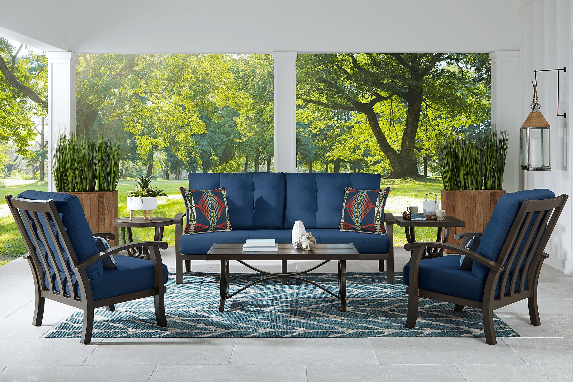 Lake Breeze Aged Bronze Outdoor Loveseat With Ink Cushions - Image 2