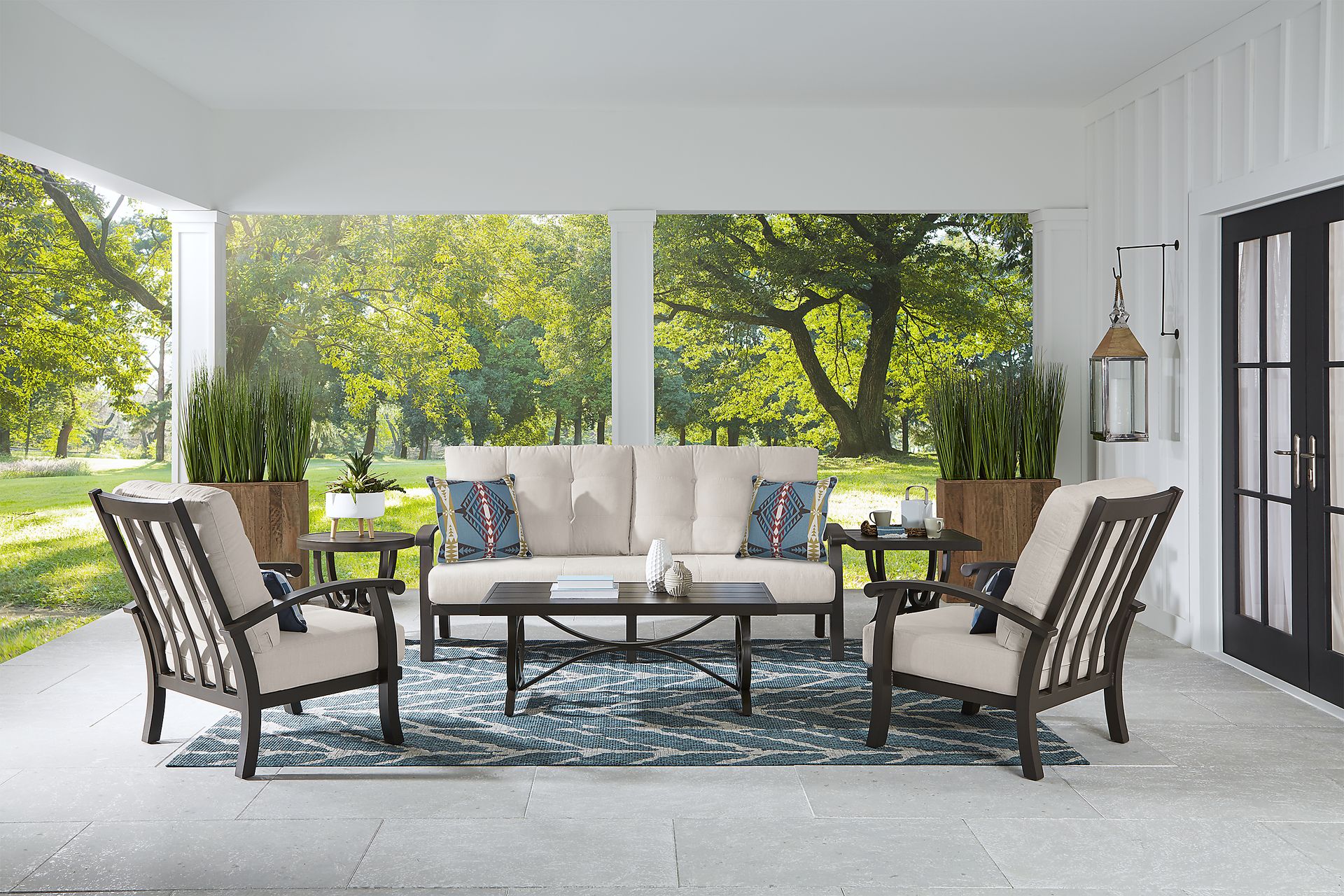 Lake Breeze Aged Bronze Outdoor Sofa with Wren Cushions - Image 2