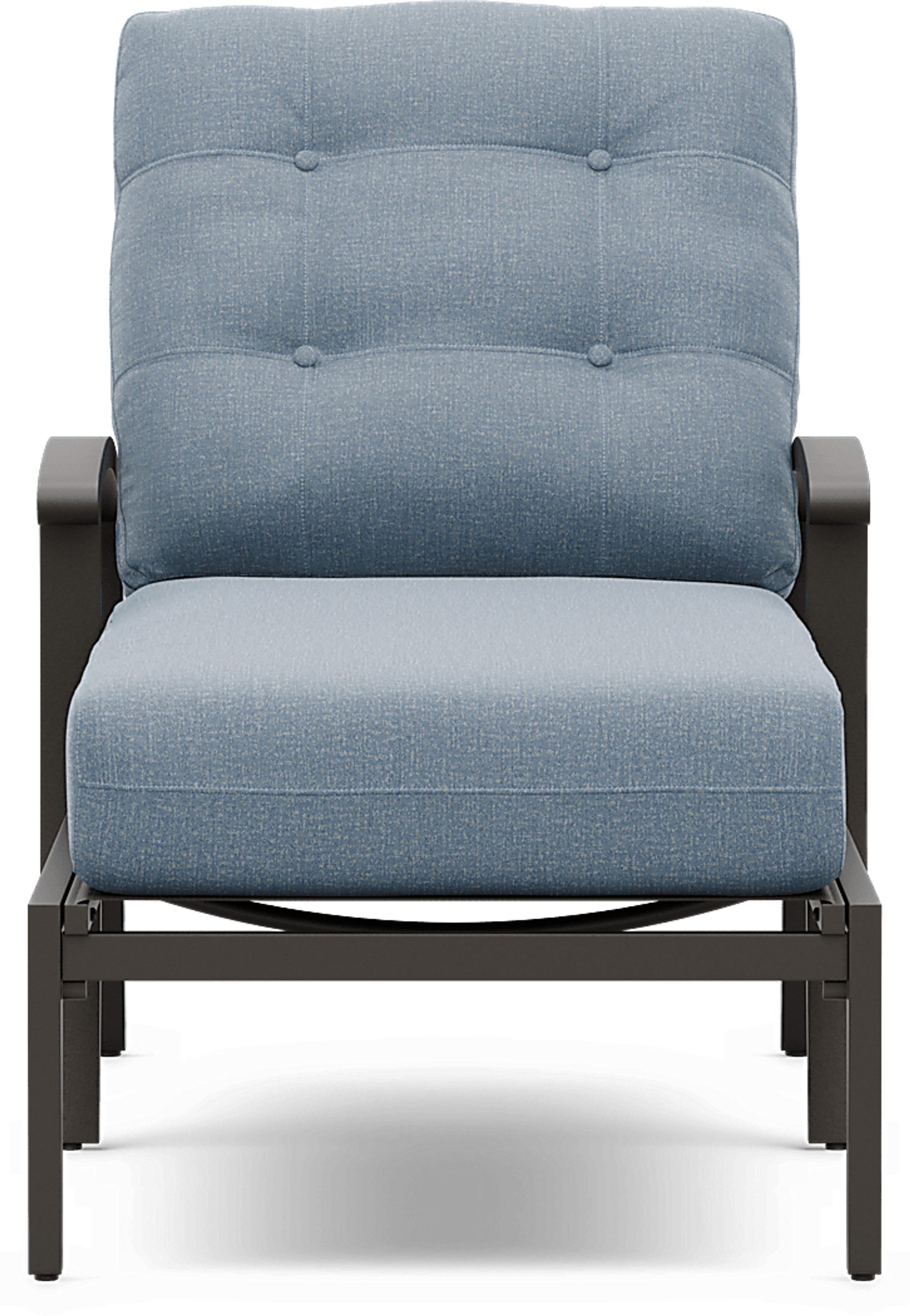 Lake Breeze Aged Bronze Outdoor Chaise with Blueberry Cushions - Image 2