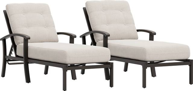 Lake Breeze Aged Bronze Outdoor Chaise with Desert Cushions, Set of 2 - Thumbnail - Image 1